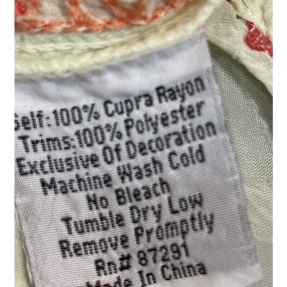 Johnny Was Womens Embroidered Tunic Top Flowers Pale Yellow Size Small - Picture 7 of 11